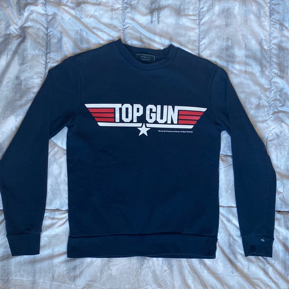 navy blue top gun crewneck, women’s small, brand 21 men